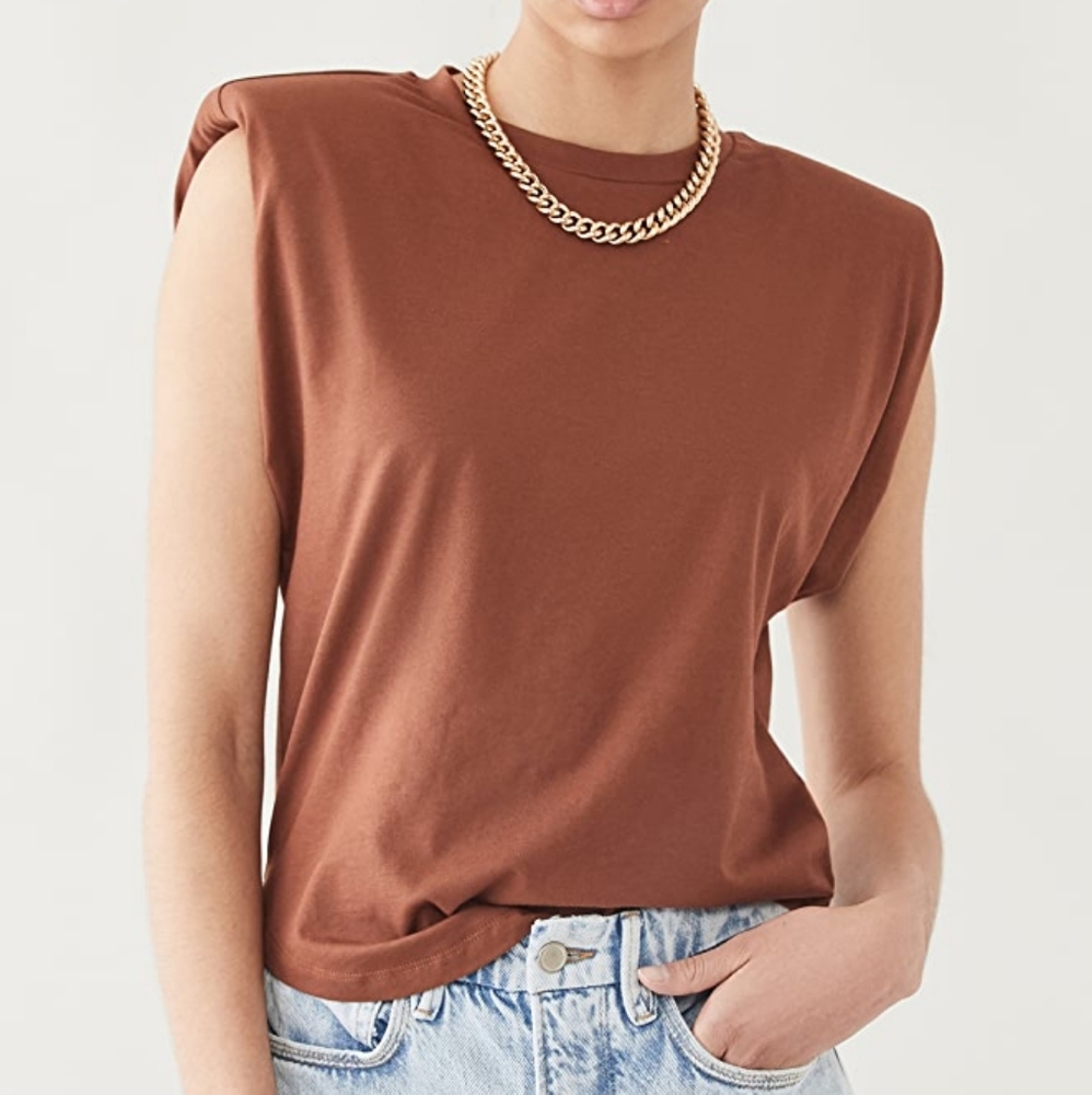 Good American Strong Shoulder Sleeveless Tee